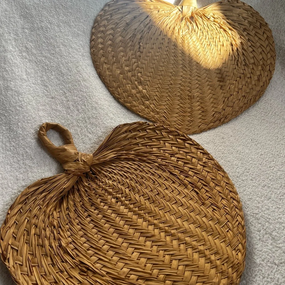 Natural Raffia Hand Fans - Picture 2 of 6